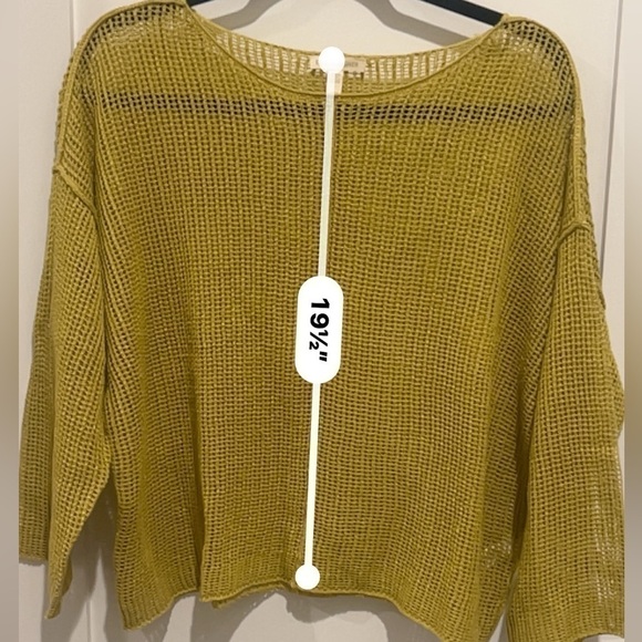 Eileen Fisher Yellow Organic Linen Knit Mesh Box Sweater Top size Medium M boho - Picture 9 of 11
